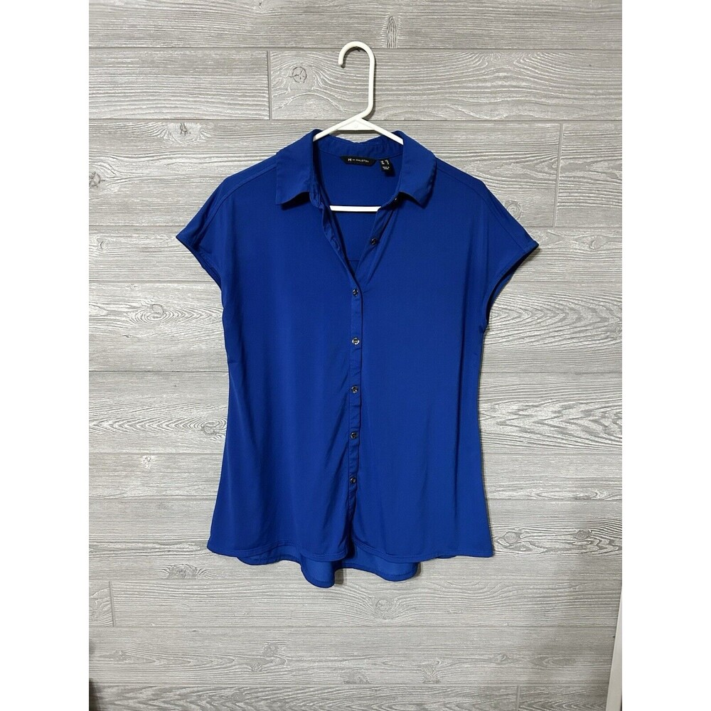 H by Halston Jet Set Jersey Extended Shoulder Tunic Catalina Blue XS